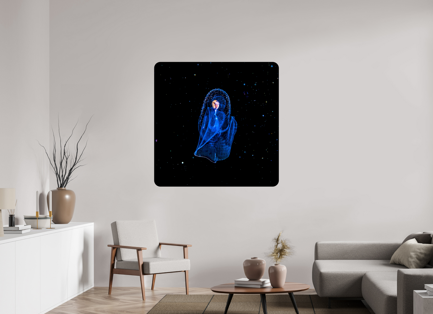 120 x 120 cm, HR metal print Aliens Underwater. The Angel