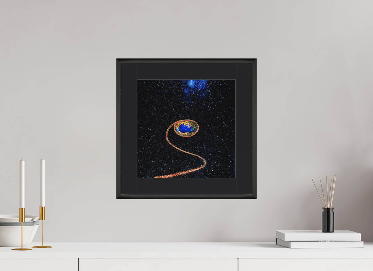 30 x 30 cm, Framed behind museum glass Witness from the Depths