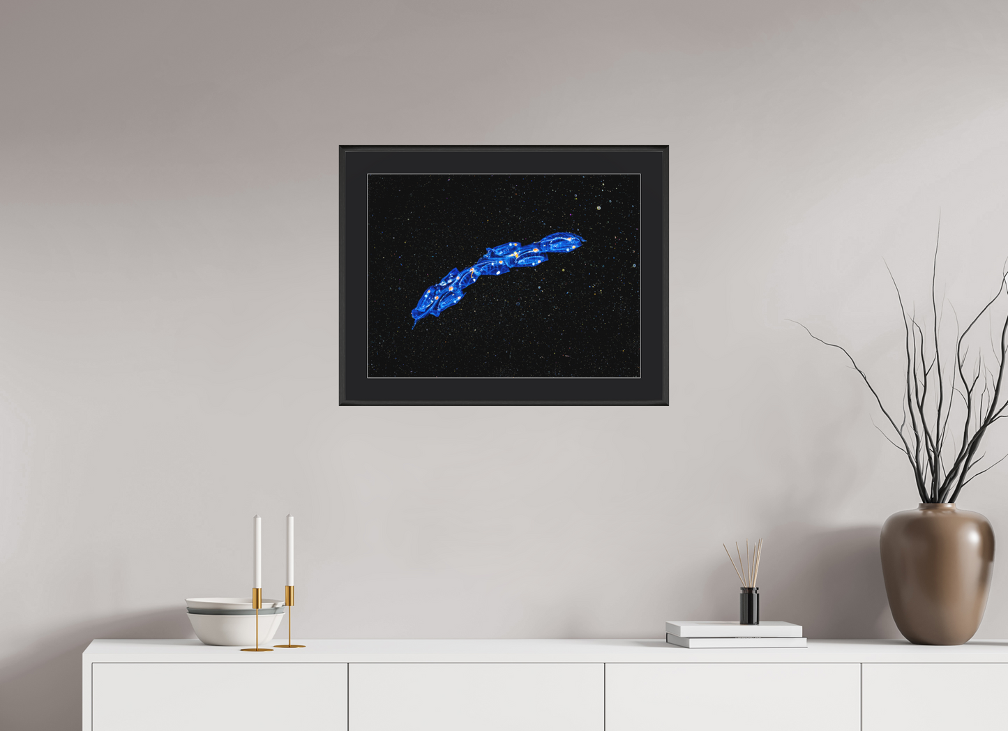 60 x 45 cm, Framed behind museum glass Spaceships. Colony