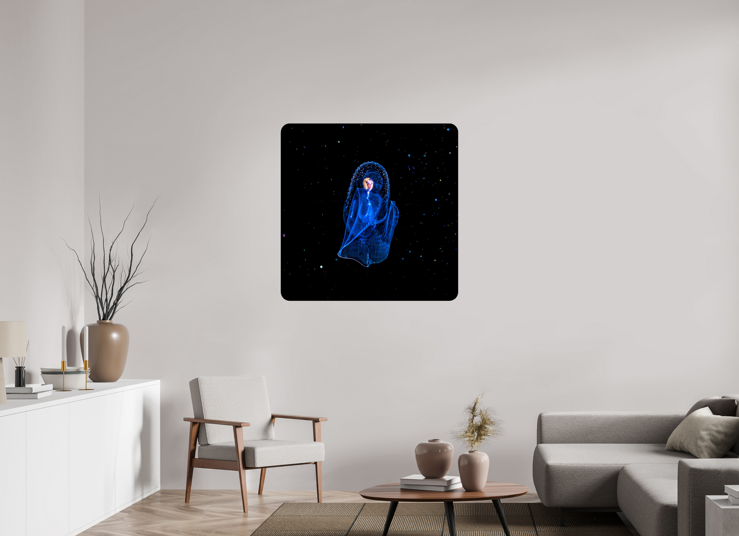 100 x 100 cm, HR metal print Aliens Underwater. The Angel